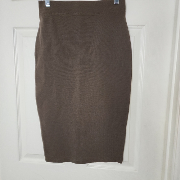 IRIS Brown Stretch Pencil‎ Skirt womens S - Picture 1 of 7